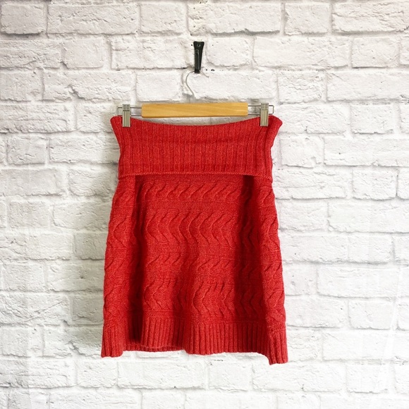 Lafayette 148 Red Wool Blend Cable Knit Skirt - Picture 1 of 4